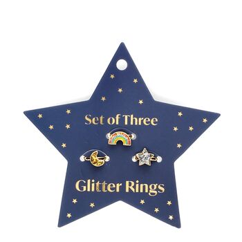 Star, Rainbow And Moon Glitter Rings, 3 of 4