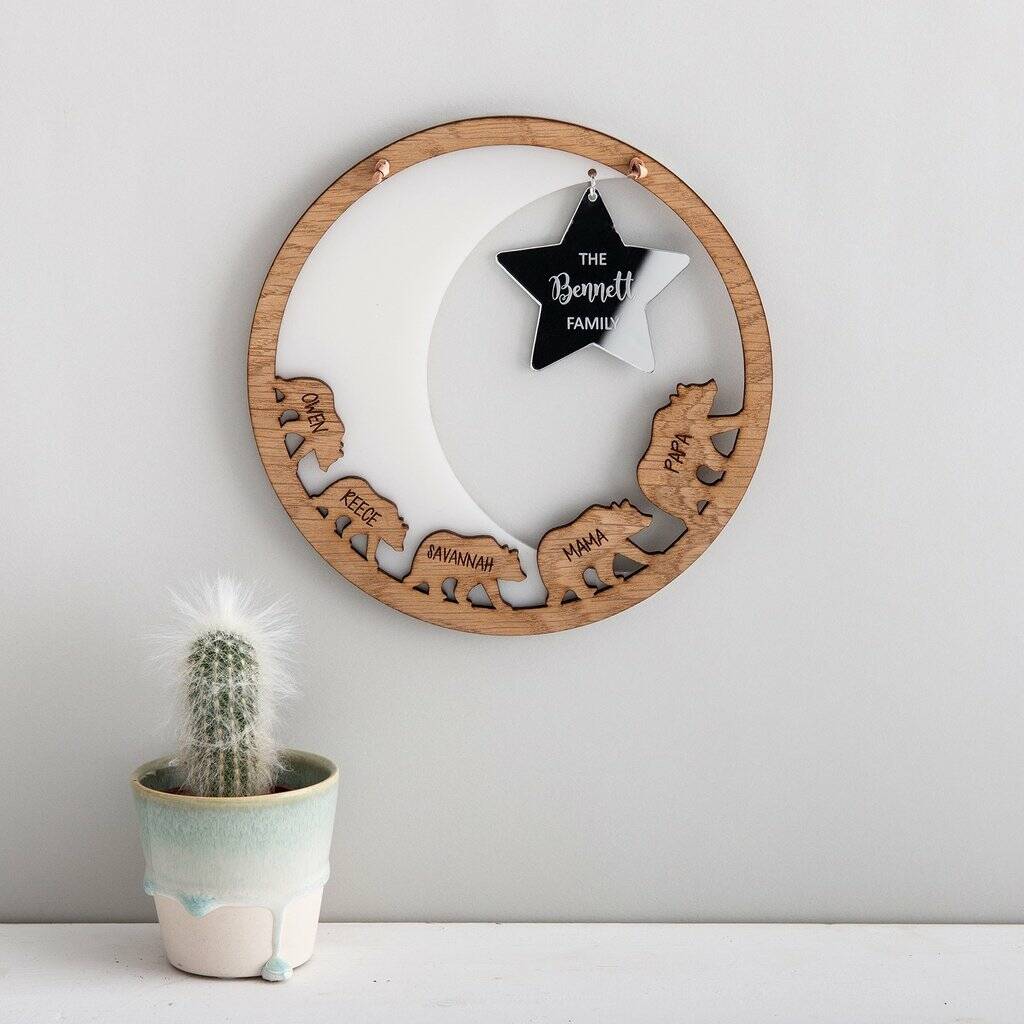Bear, Moon And Star Personalised Family Wall Plaque, 1 of 3