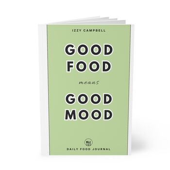 'Good Food Good Mood' Personalised Food Journal Sage Green, 6 of 8