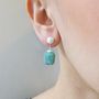 Pearl And Amazonite Drop Earrings, thumbnail 2 of 3