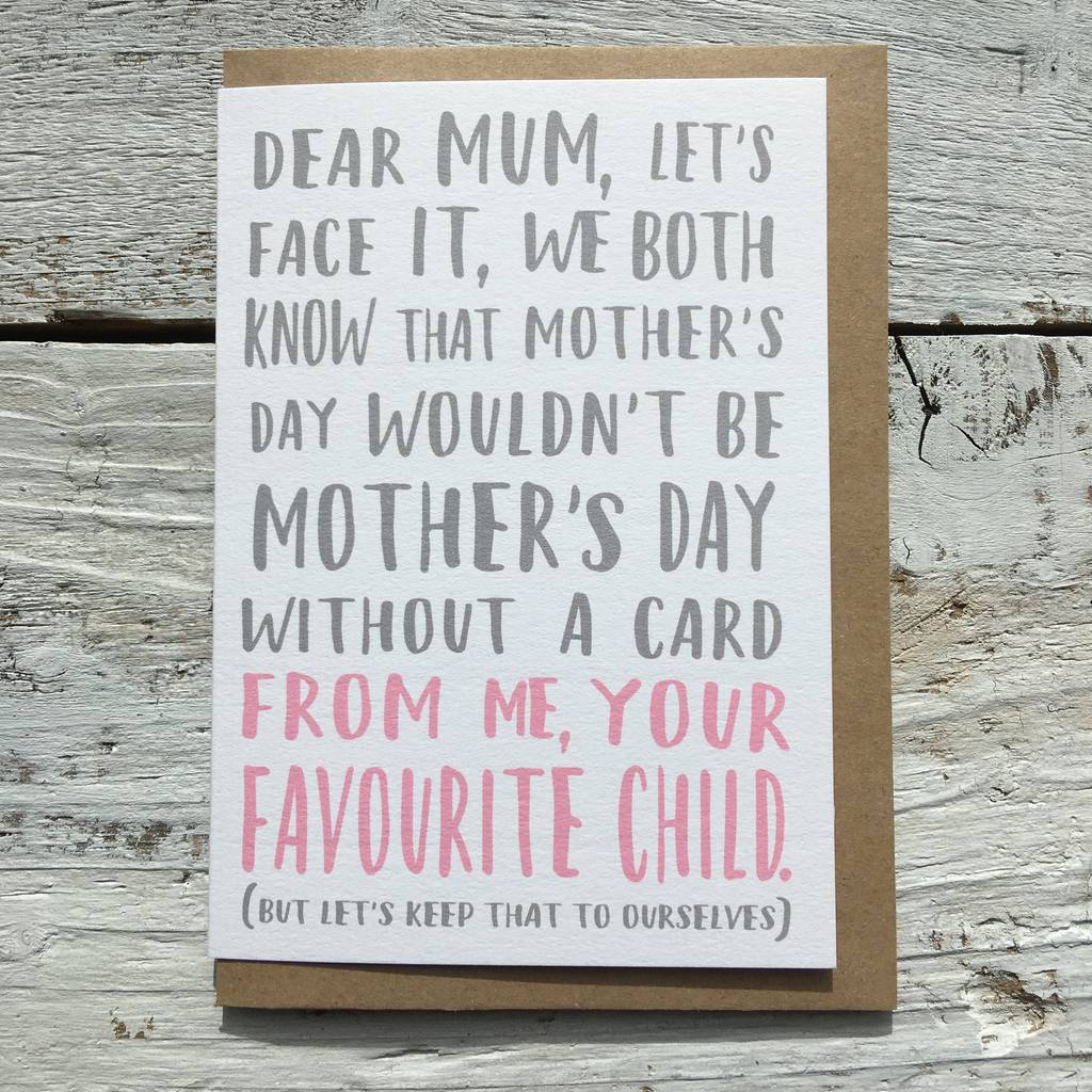 Favourite Child Mother's Day Card By momo+boo | notonthehighstreet.com