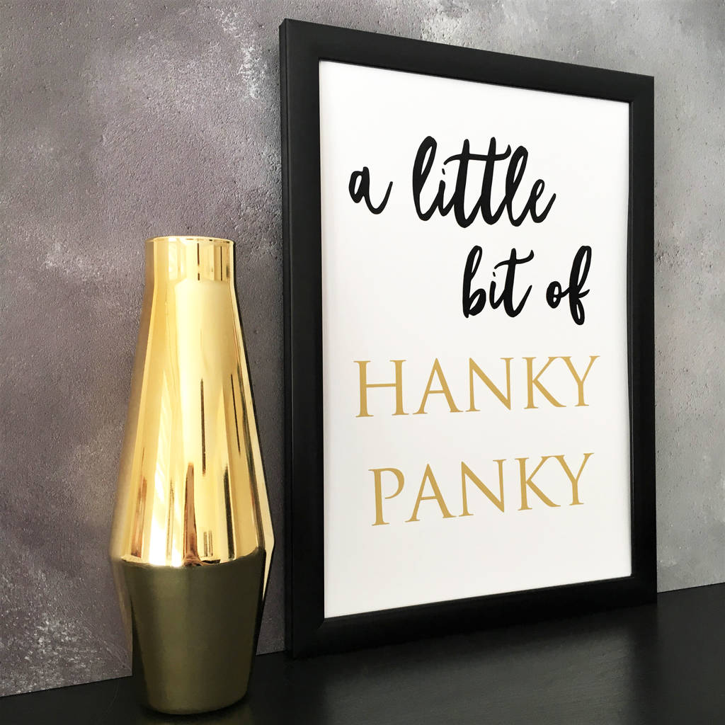 'hanky panky' funny british slang typography a4 print by the new witty