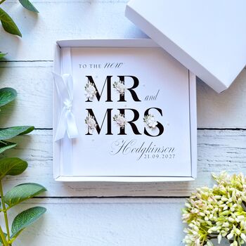 Handmade And Personalised Floral Wedding Card Any Colour Ribbon, 5 of 11