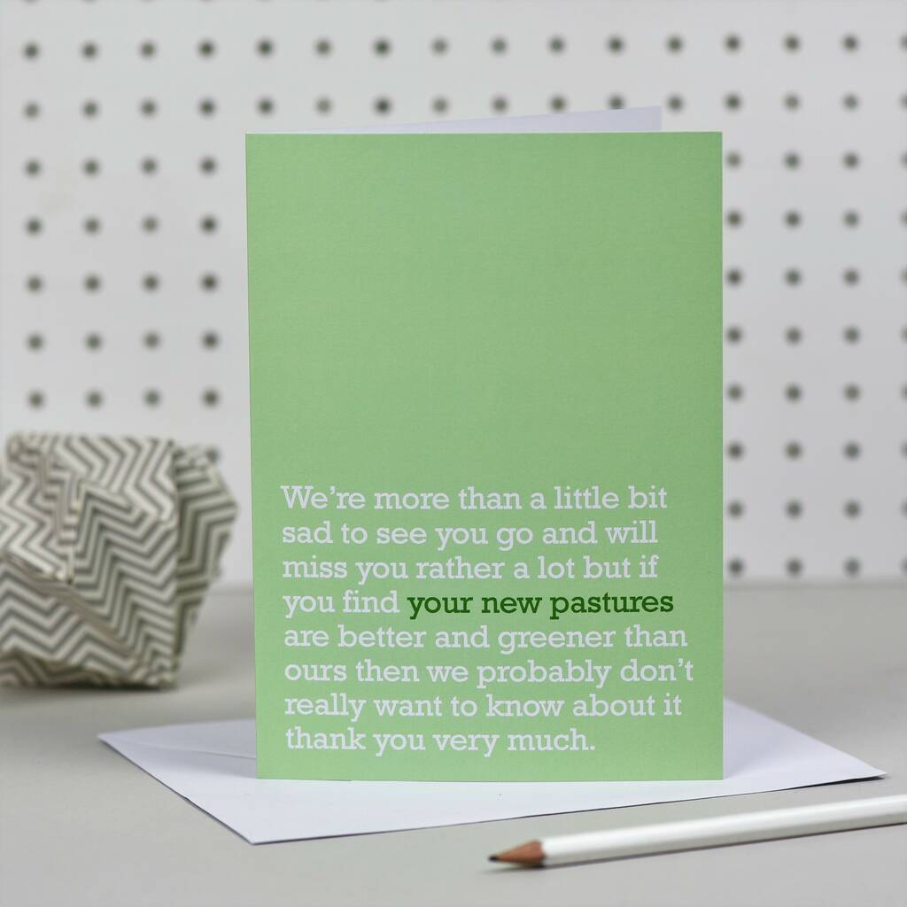 'Your New Pastures' Goodbye Card, 1 of 2
