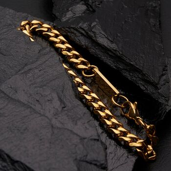 Gold Engravable 7mm Cuban Bracelet Unisex, 5 of 12