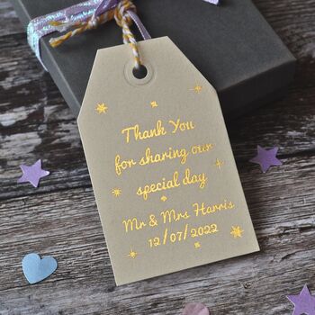Personalised Gold Foiled Wedding Favour Gift Tag, 3 of 5