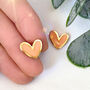 Coral Pink Polymer Clay Heart Studs, thumbnail 4 of 4
