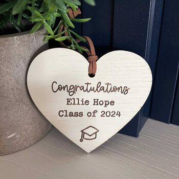 Personalised Congratulations Class Of Wooden Heart Sign, 3 of 3