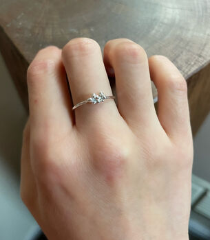 Sterling Silver Small Lavender Flower Ring, 3 of 8