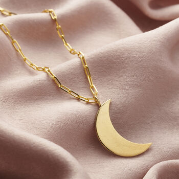 Personalised Large Moon Necklace On Link Chain, 3 of 8
