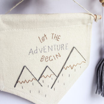 'Let The Adventure Begin' Embroidery Hanging Banner, 3 of 7