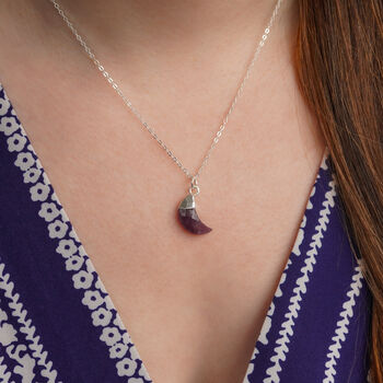 Ruby July Birthstone Moon Necklace, 2 of 11