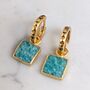 The Square Amazonite Gold Plated Gemstone Earrings, thumbnail 1 of 7