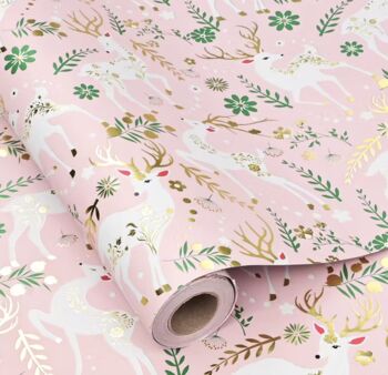 Double Sided Pink And Foil Christmas Wrapping Paper, 4 of 7
