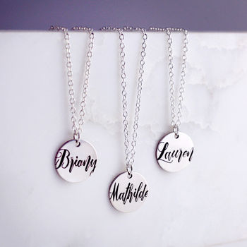 Sterling Silver Engraved Name Necklace, 7 of 12