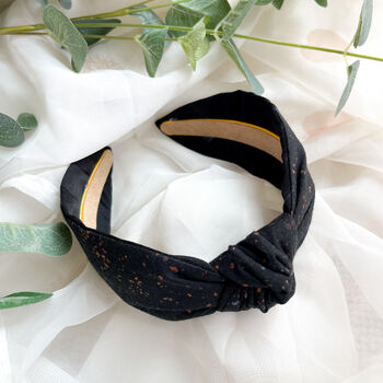 Black And Gold Speckle Knotted Headband, 3 of 4