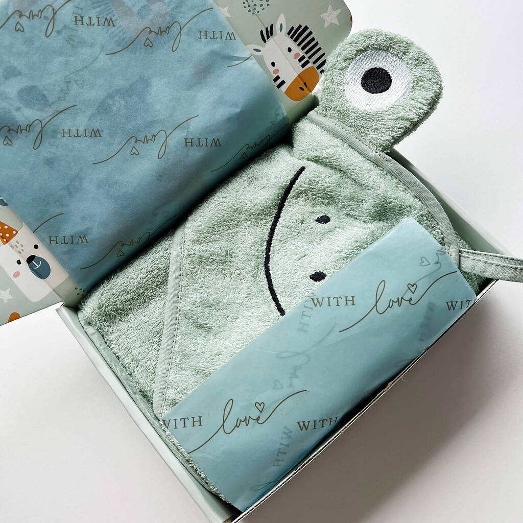 Personalised Baby Frog Hooded Cotton Towel By Studio Hop