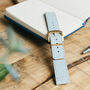 'Blue Tie' Leather Smartwatch Strap; Handmade Band, thumbnail 2 of 8