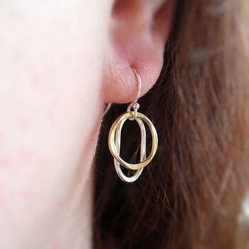 Mixed Metals Hammered Drop Earrings, 2 of 4