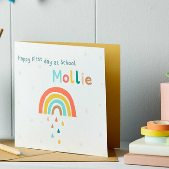 Personalised Rainbow First Day Of School Card, 3 of 3