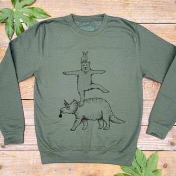 Bear And Triceratops Men's Jumper, 3 of 4