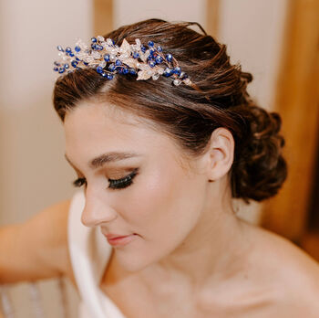 Blue Crystal And Silver Leaf Headpiece, 6 of 8