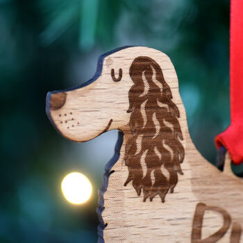 Personalised Irish Setter Wooden Dog Xmas Decoration, 3 of 7