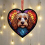 Cavapoo Stained Glass Effect Heart Suncatcher, thumbnail 5 of 6