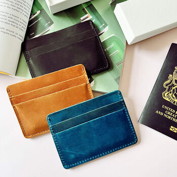 Genuine Leather Card Holder Five Slots Slim Design, 5 of 12