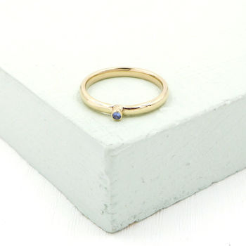 Skinny Gold And Blue Sapphire Ring, 2 of 6