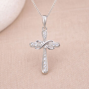 Personalised Sterling Silver Infinity Cross Pendant, 3 of 11