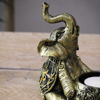 Gold Elephant Candle Tea Light Holder, 2 of 3