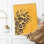 Yellow Leopard Print Animal Leaf Wall Art Print, thumbnail 1 of 4