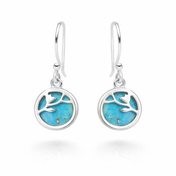 Sterling Silver Turquoise Flower Drop Earrings – 9mm, 7 of 8