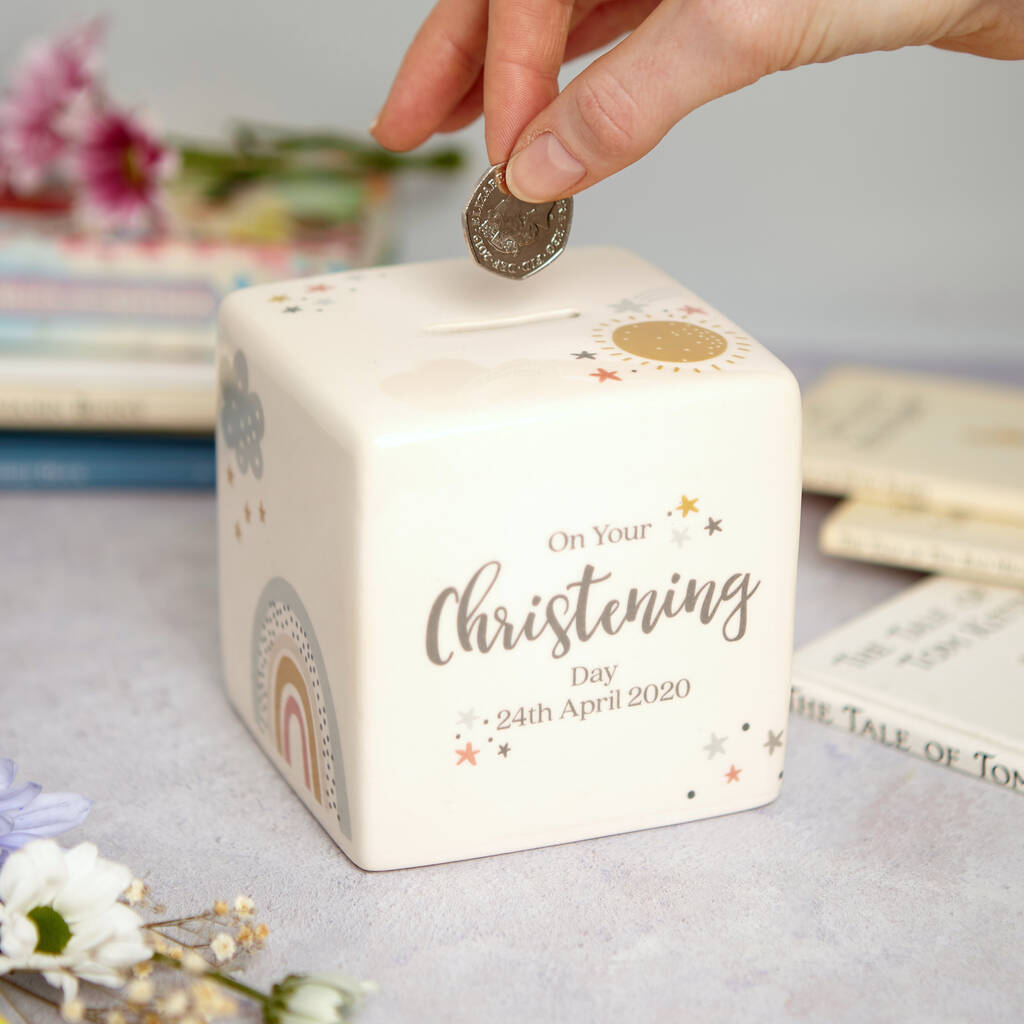 Personalised Christening Gift Money Box, 1 of 6