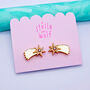 Gold Glitter Shooting Star Stud Earrings, thumbnail 4 of 6