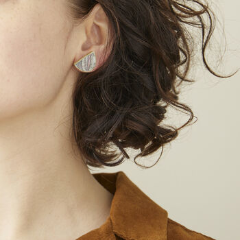 Fair Trade Eco Recycled Paper Half Moon Stud Earrings, 4 of 10