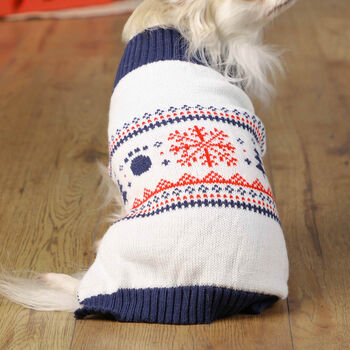 Scandi Snowflake Knitted Christmas Jumper For Dogs, 3 of 5