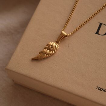 Wing Pendant Necklace, Handmade 18 K Gold Plated, 3 of 4