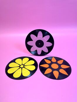 Flower Set Of Three Seven' Mini Record Decor, 3 of 6