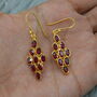 Red Ruby Drop Earrings: Gold Plated Sterling Silver, thumbnail 7 of 7