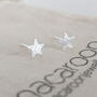 Sterling Silver Brushed Star Stud Earrings, thumbnail 2 of 6