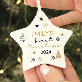 Personalised First Christmas Star Christmas Ornament, 3 of 3