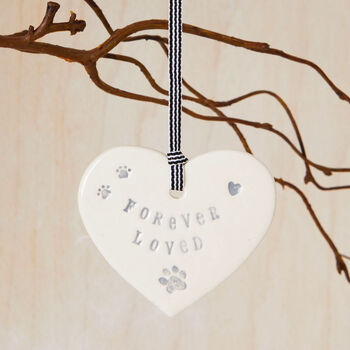 'Forever Loved' Pet Loss Ceramic Heart Decoration Sympathy Gift, 2 of 5