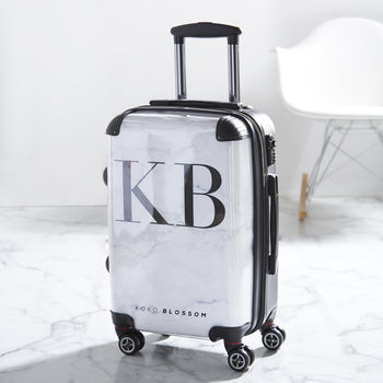 marble effect cabin suitcase