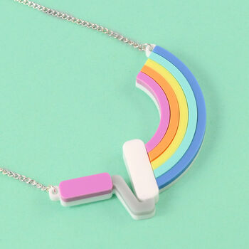Rainbow Acrylic Necklace 'Paint It Rainbow', 4 of 8