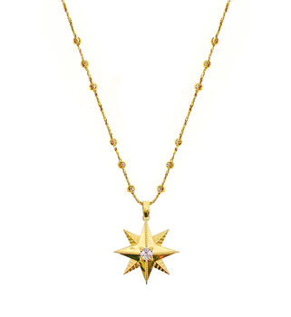 Gold Plated Star Pendant Necklace With Cz Crystal, 2 of 7