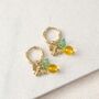 Citrus And Blossom Flower Huggie Hoop Earrings, thumbnail 2 of 2