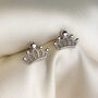 Sterling Silver Royal Crown Stud Earrings, thumbnail 4 of 4