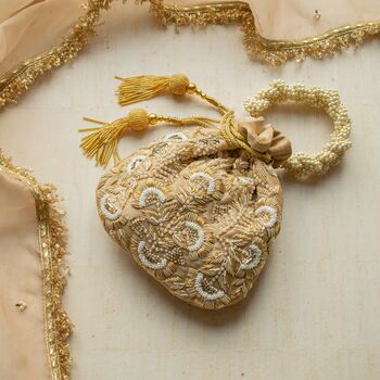 Amrisha Gold Silk Potli Bag, 2 of 3